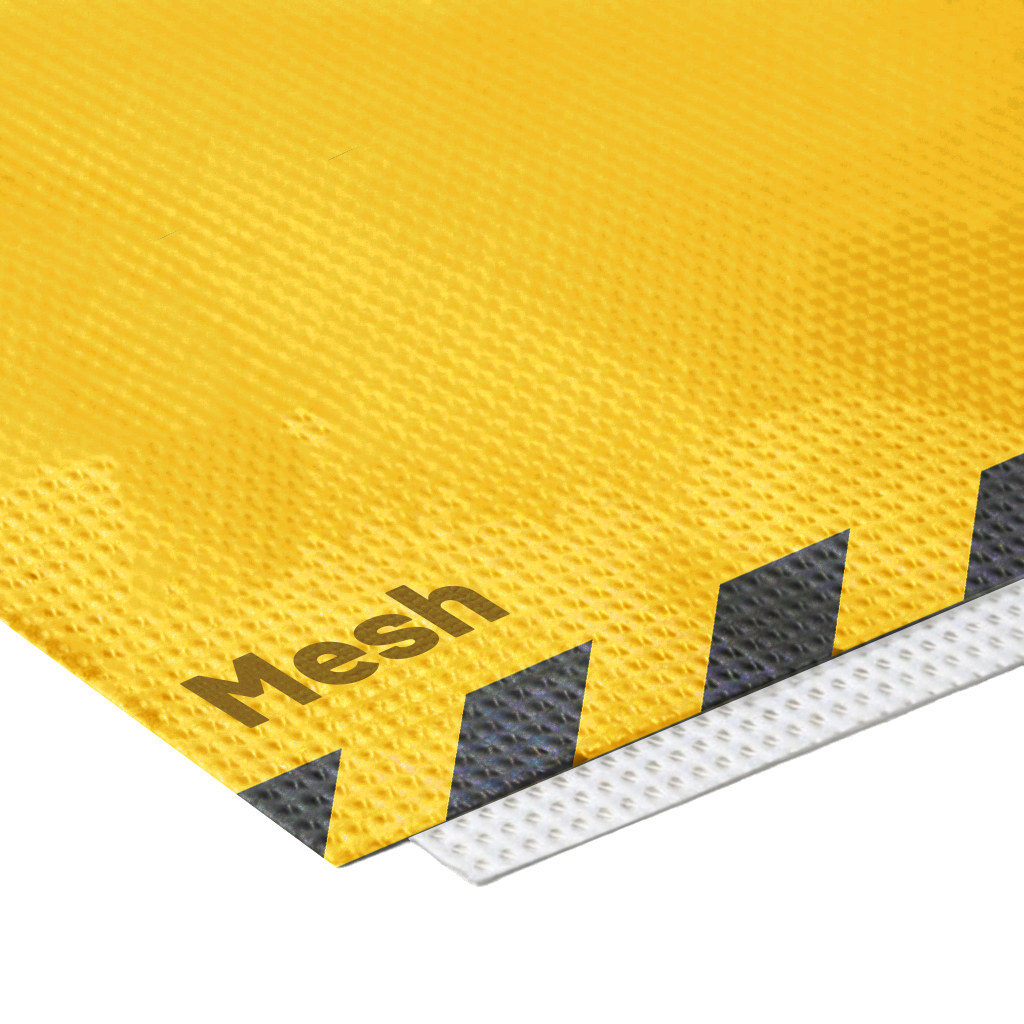 Bedrucktes Mesh Banner von Bauzaun-Druck.de in Nahaufnahme
