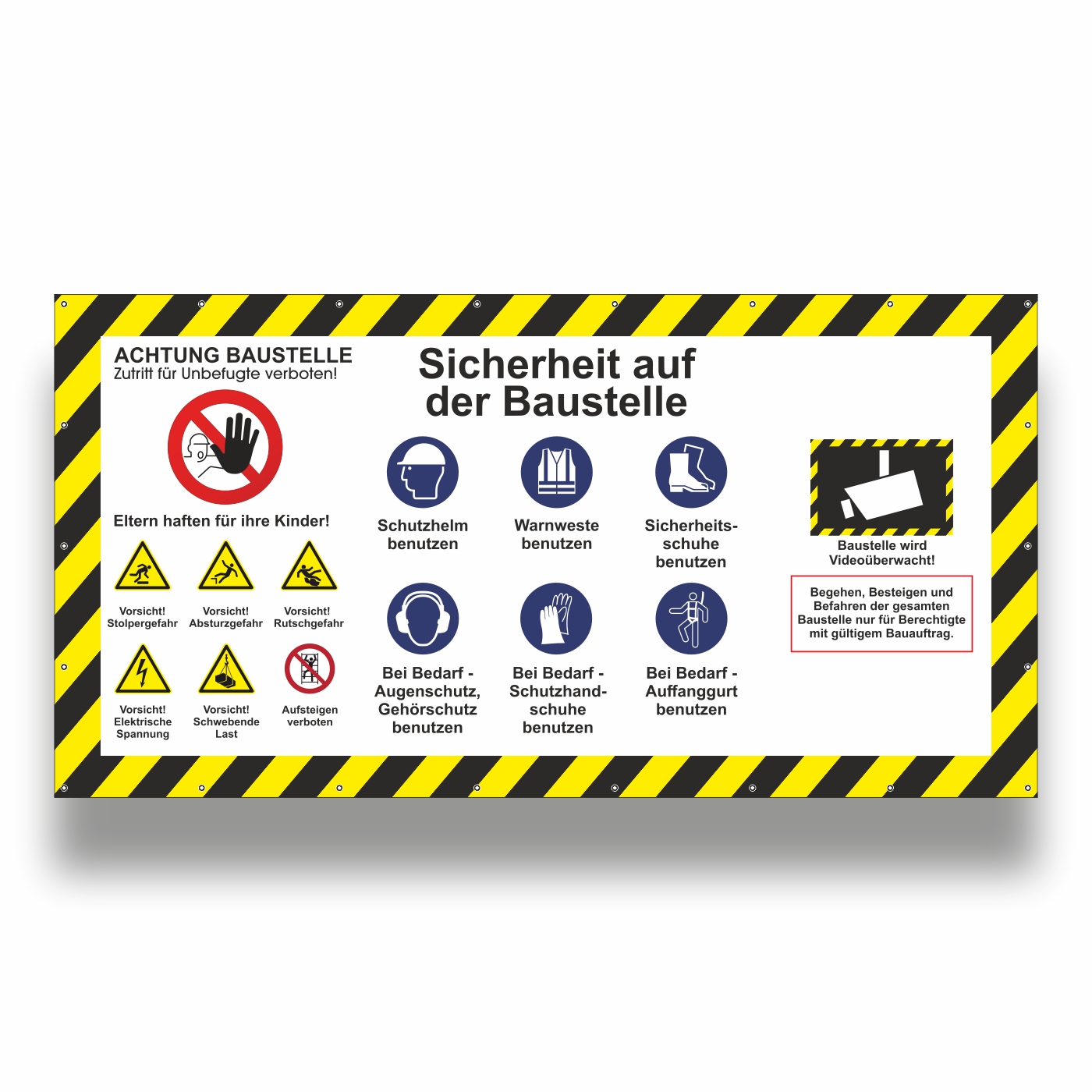 Bauzaunbanner Achtung Baustelle