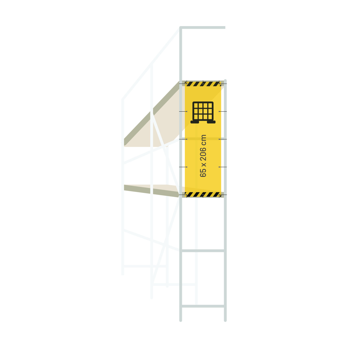 Bedrucktes Gerüstbanner 65 × 206 cm montiert am Baugerüst