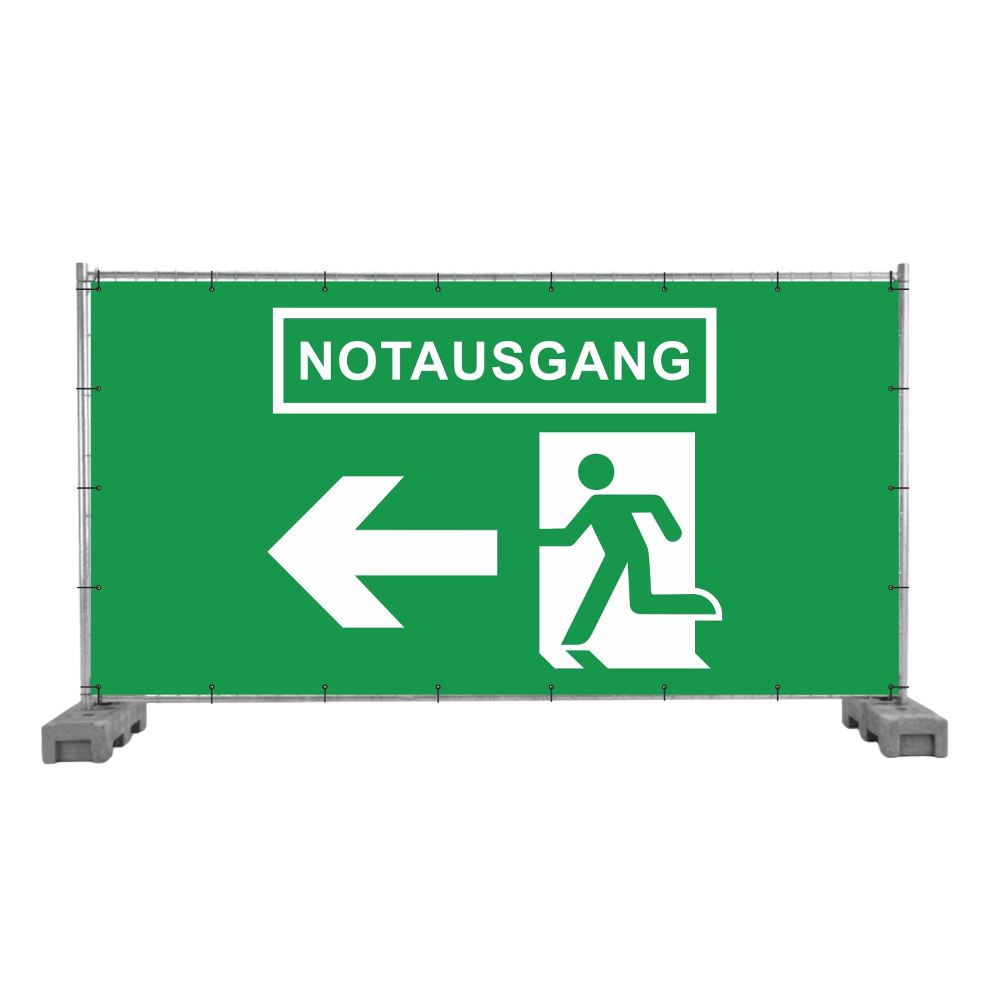 Bauzaunbanner Notausgang (Pfeil links)
