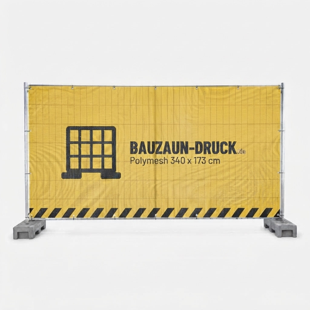 Bauzaunbanner aus Polymesh, 340 x 173 cm, bedruckt am Bauzaun