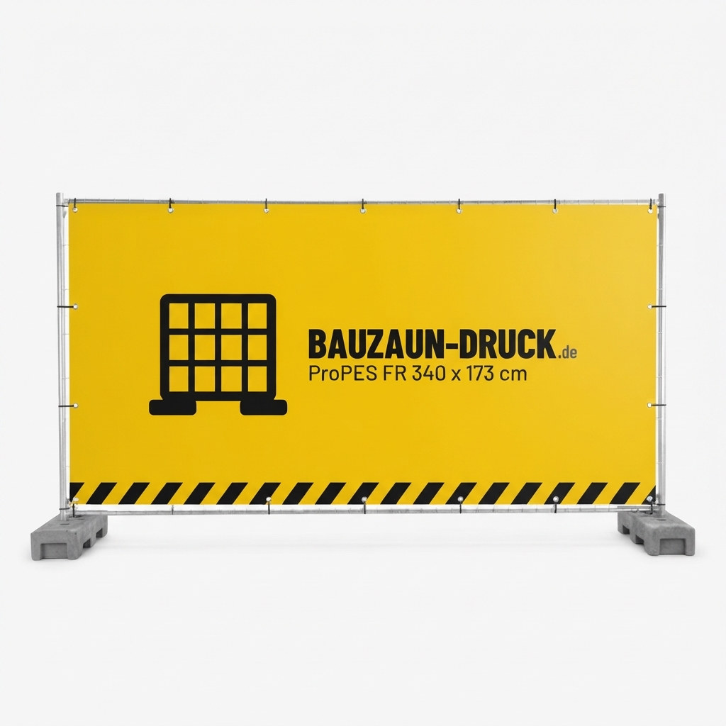 Bauzaunbanner aus ProPES FR, 340 x 173 cm, bedruckt am Bauzaun