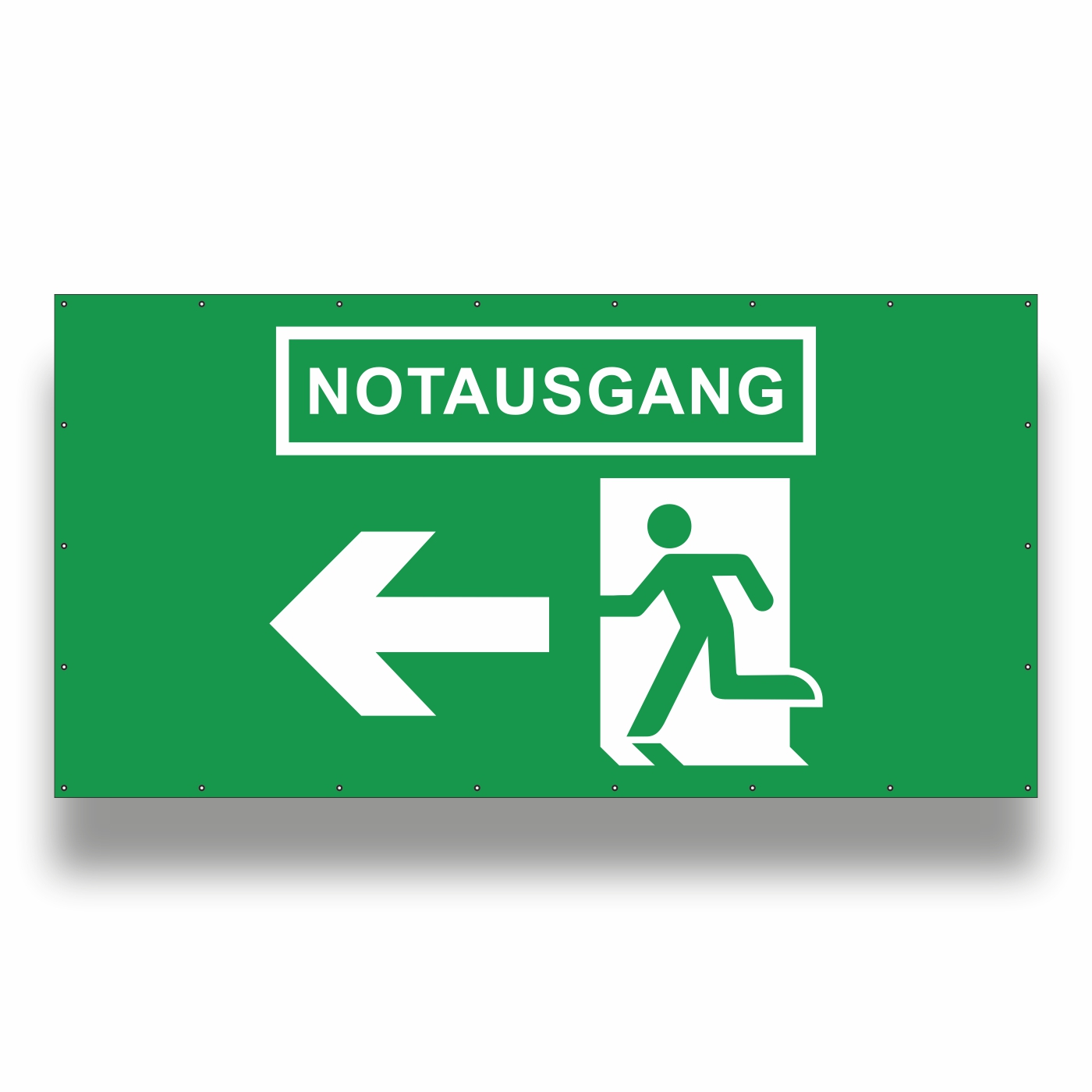 Bauzaunbanner Notausgang (Pfeil links)