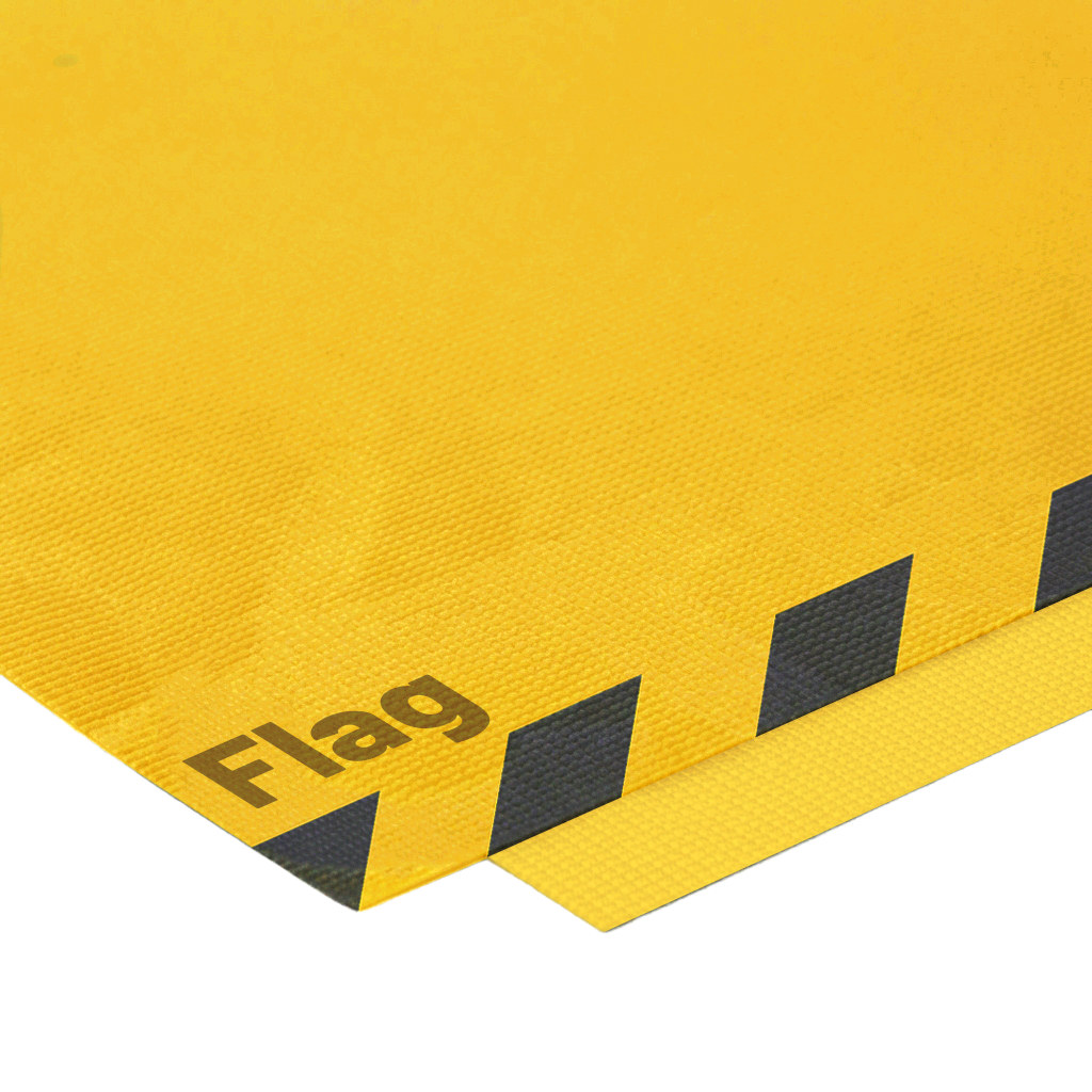 Bedrucktes Flag von Bauzaun-Druck.de in Nahaufnahme