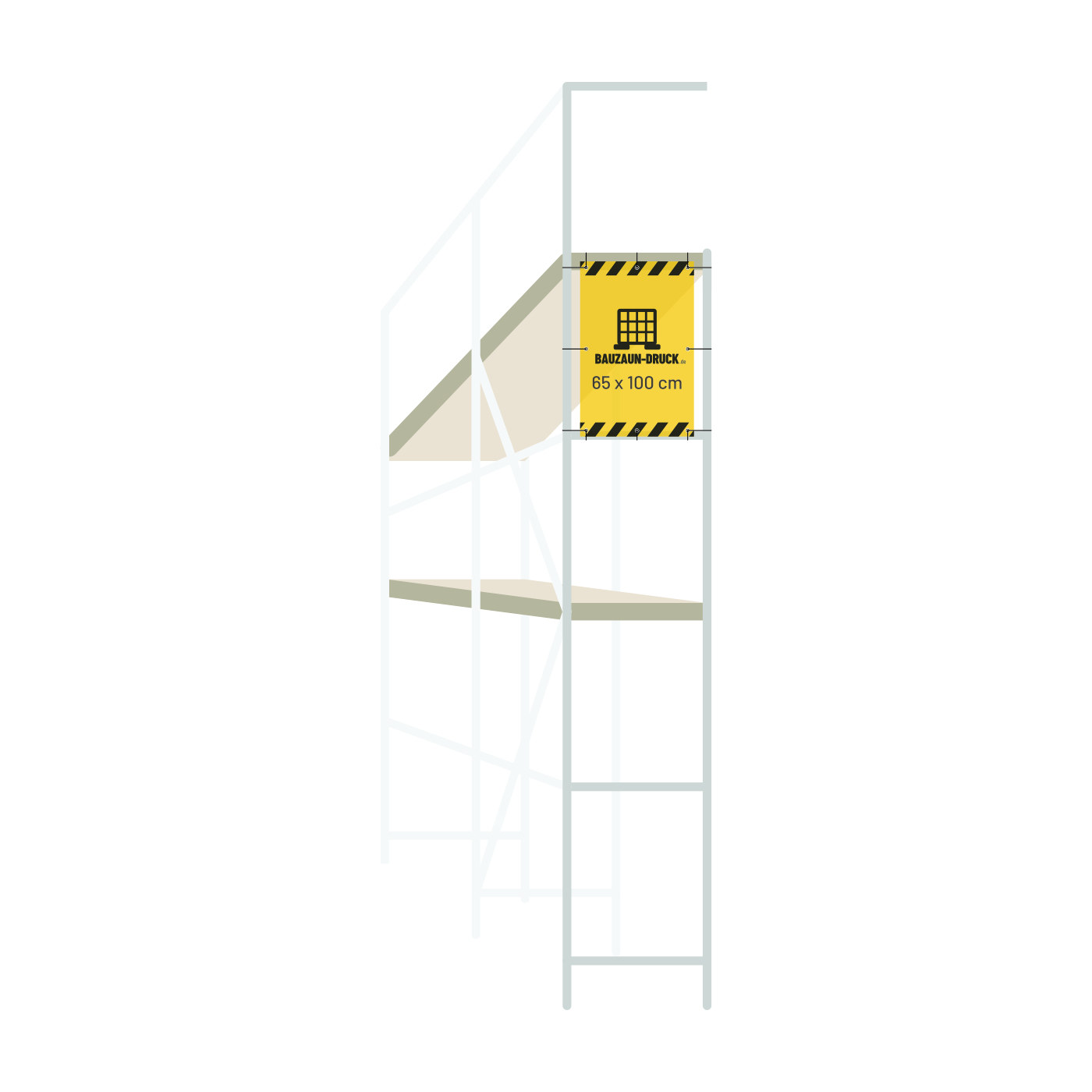 Bedrucktes Gerüstbanner 65 × 100 cm montiert am Baugerüst
