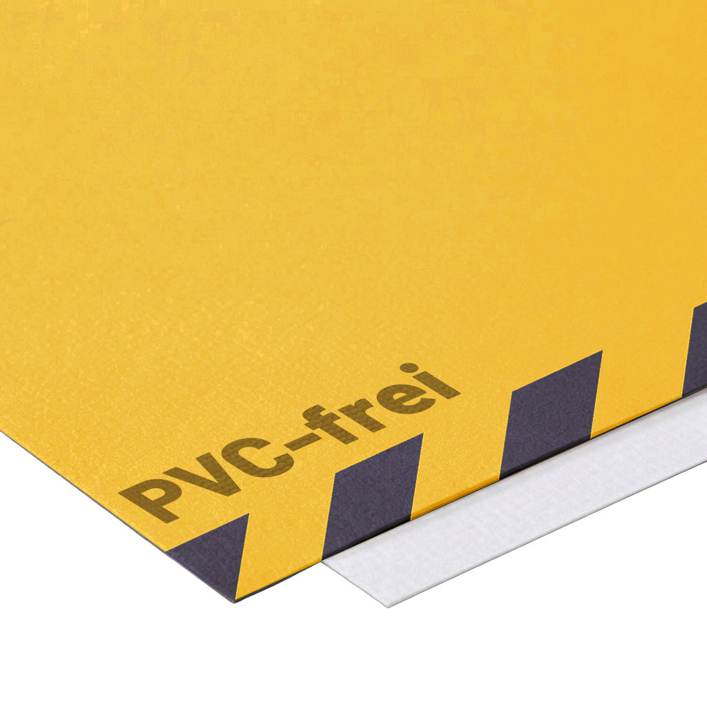 Bedrucktes PVC-freies Banner von Bauzaun-Druck.de in Nahaufnahme