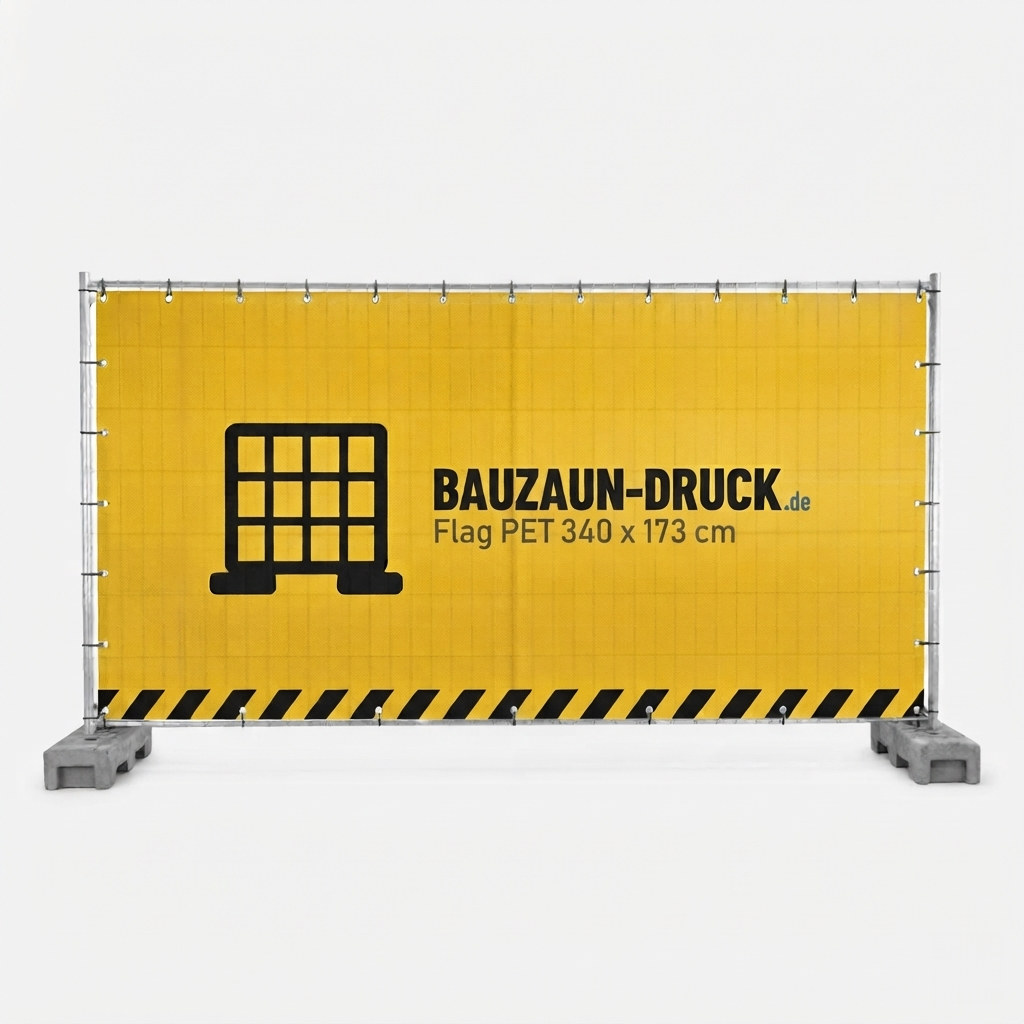 Bauzaunbanner aus Flag PET, 340 x 173 cm, bedruckt am Bauzaun