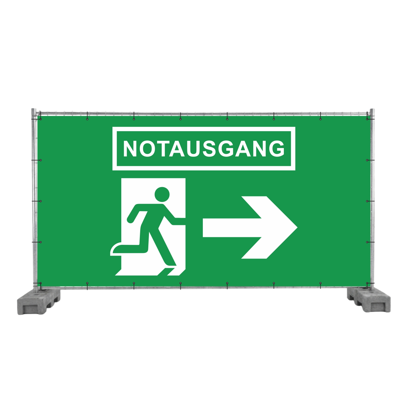 Bauzaunbanner Notausgang (Pfeil rechts)