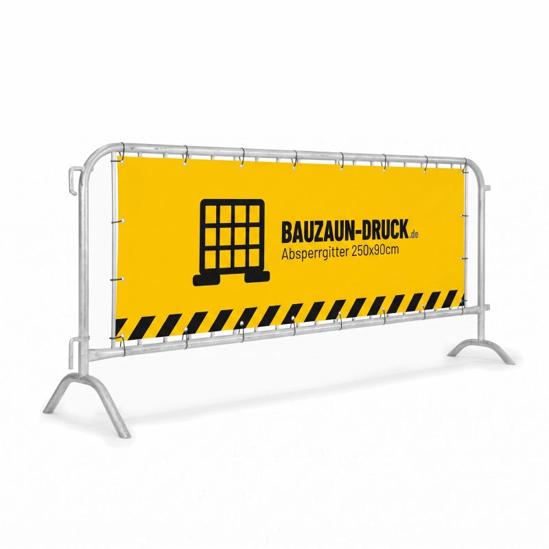 Absperrgitter-Banner an Polizeigittern